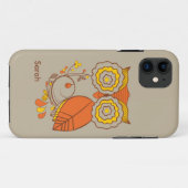 Eulen- u. Blumenentwurf, orange brwon Gelb. iPhone Case-Mate iPhone Hülle (Rückseite (Horizontal))