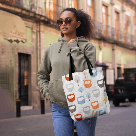 Eulen und Blätter Tasche