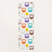 Eulen und Blätter Yogamatte (Vorderseite)