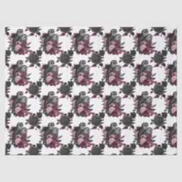 Eulen und Blume auf der White Decoupage Seidenpapier