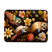 Eulen und Blume | Modernes Haeckel Magnet (Horizontal)