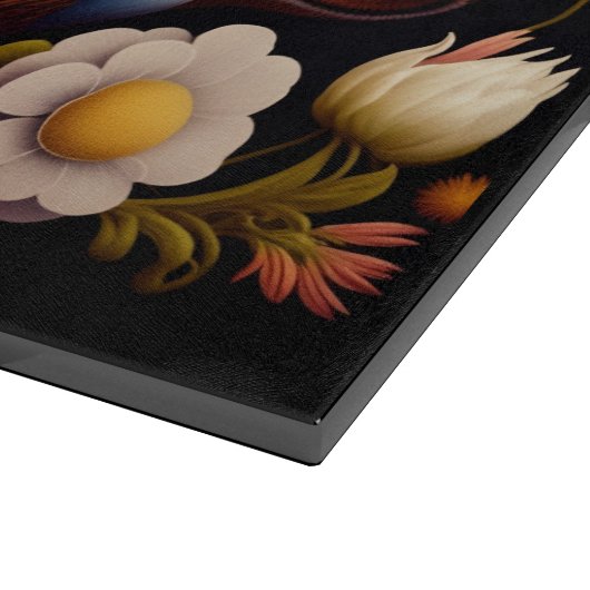 Eulen und Blume | Modernes Haeckel Schneidebrett (Ecke)