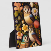 Eulen und Blume | Modernes Haeckel Tabletop Fotoplatte (Seite)