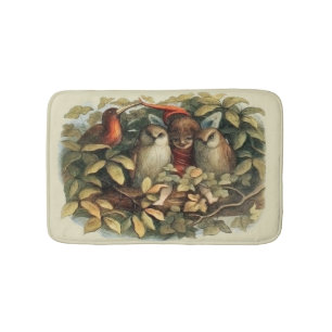 Eulen und Elfen Feen Natur Illustration Badematte
