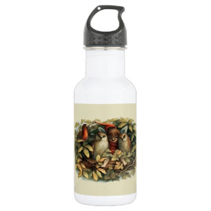 Eulen und Elfen Feen Natur Illustration Edelstahlflasche