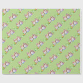Eulen-und Häschen Ostern-Kunst Geschenkpapier (Flach)