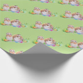 Eulen-und Häschen Ostern-Kunst Geschenkpapier (Ecke)