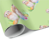 Eulen-und Häschen Ostern-Kunst Geschenkpapier (Rolleneckpunkt)