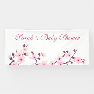 Eulen-und Kirschblüten-Babyparty Banner
