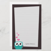 Eulen-und Liebe-Herz-Anmerkungs-Papier Briefpapier (Vorne/Hinten)
