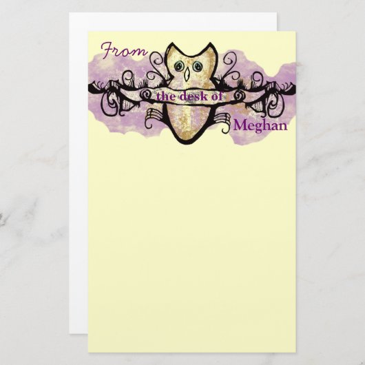 Eulen- und Musikstangen Briefpapier (Vorne/Hinten)