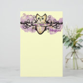 Eulen- und Musikstangen Briefpapier (Stehend Vorderseite)