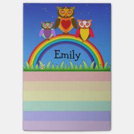 Eulen-und Regenbogen-Herz-Post-Itanmerkung Post-it Klebezettel