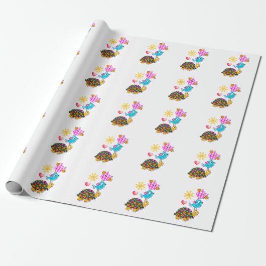 Eulen und Schildkröten Geschenkpapier (Ungerollt)