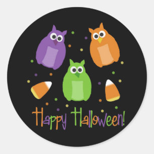 Eulen-und Süßigkeits-Mais-Halloween-Aufkleber Runder Aufkleber