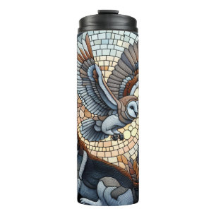 Eulen- und Wolf-Mosaik-Natur-Kunst  Thermosbecher