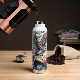 Eulen- und Wolf-Mosaik-Natur-Kunst  Trinkflasche