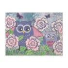 Eulen unter Blume Postkarte