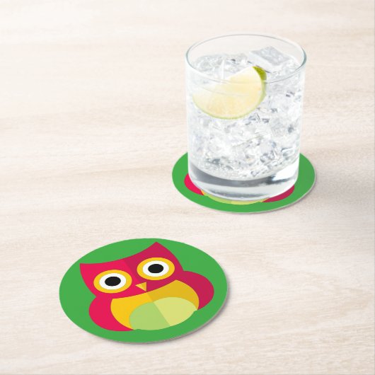 Eulen-Untersetzer Runder Pappuntersetzer (Vor Ort)