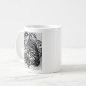 Eulen, Vintage Gravur Kaffeetasse (Vorderseite Links)