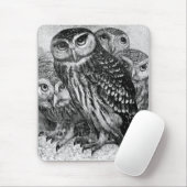 Eulen, Vintage Gravur Mousepad (Mit Mouse)