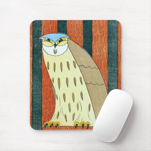 "Eulen-" Vintage Illustration Mousepad (Mit Mouse)