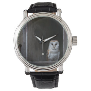 Eulen-Vintage lederner Bügel-Uhr Armbanduhr