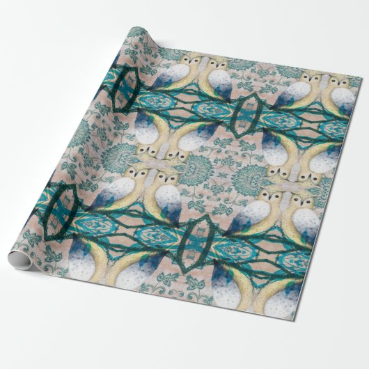 EULEN-VÖGEL GESCHENKPAPIER (Ungerollt)