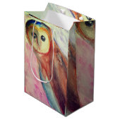 Eulen-Vogel-Kunst Mittlere Geschenktüte (Vorderseite Schrägansicht)