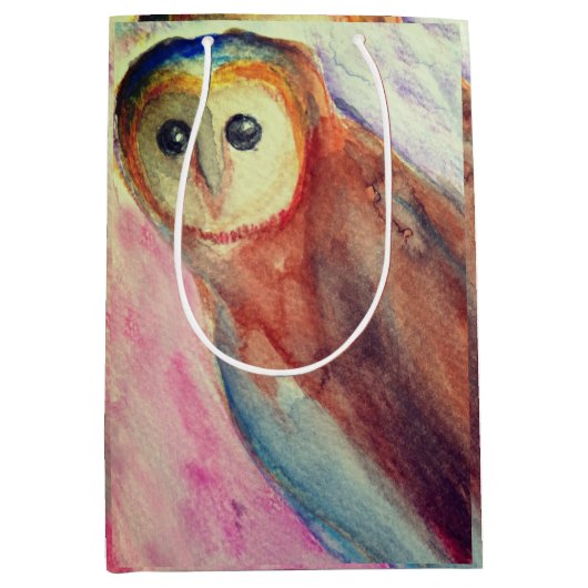 Eulen-Vogel-Kunst Mittlere Geschenktüte (Vorderseite)