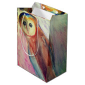 Eulen-Vogel-Kunst Mittlere Geschenktüte (Rückseite Schrägansicht)