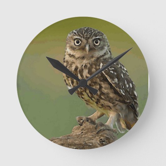 Eulen-Vogel mustert Baum Runde Wanduhr (Vorderseite)