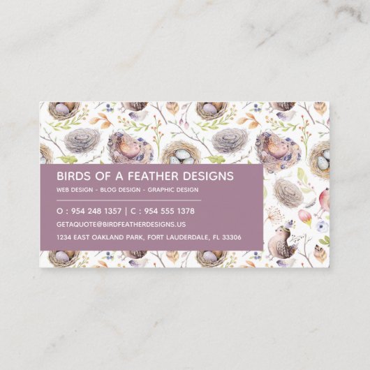 Eulen-, Vogel-u. Ei-Natur-Visitenkarte Visitenkarte (Rückseite)