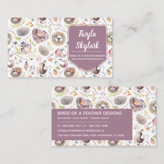 Eulen-, Vogel-u. Ei-Natur-Visitenkarte Visitenkarte (Vorne/Hinten)