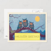 Eulen-Vollmond-Baum Postkarte (Vorne/Hinten)