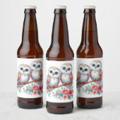 Eulen-Wald-Boho-Landhochzeit Bierflaschenetikett (Flaschen)