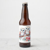 Eulen-Wald-Boho-Landhochzeit Bierflaschenetikett (Vorderseite)