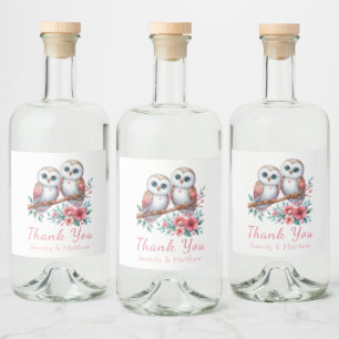 Eulen-Wald-Boho-Rustikal-Danke-Sie-Landrats-Hochze Alkoholflaschenetikett