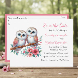 Eulen-Wald-Boho-Rustikale-Land-Hochzeit-Save-Date- Postkarte
