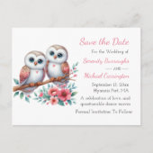 Eulen-Wald-Boho-Rustikale-Land-Hochzeit-Save-Date- Postkarte (Vorderseite)