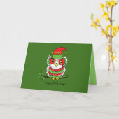 Eulen-Weihnachten Karte (Gelbe Blume)