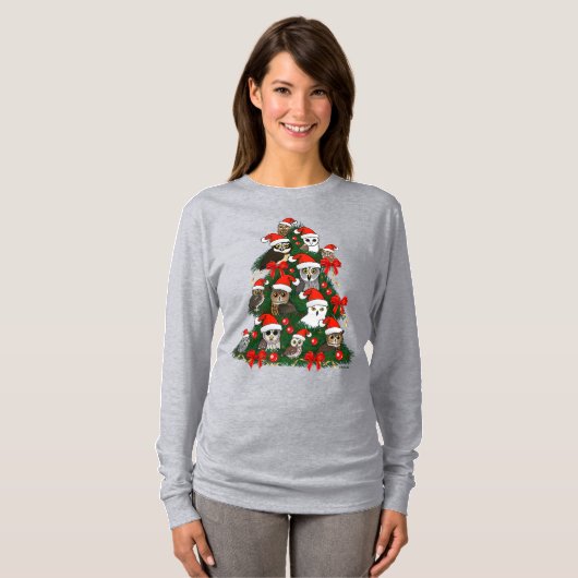 Eulen-Weihnachtsbaum T-Shirt (Vorne ganz)