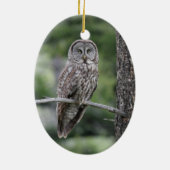 Eulen-Weihnachtsverzierung - großes Grau-Eule Keramikornament (Hinten)