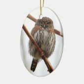 Eulen-Weihnachtsverzierung - Nordc$pygmäe-eule Keramikornament (Links)
