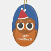 Eulen-WeihnachtsWeihnachtsmannmützeverzierung - Keramik Ornament (Links)