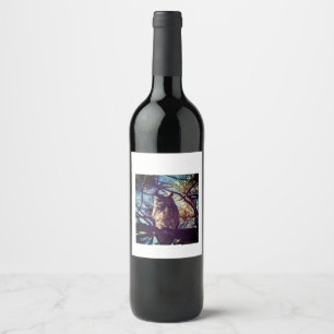 Eulen-Wein-Aufkleber Weinetikett