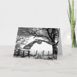 Eulenfliegen im Schnee Feiertagskarte