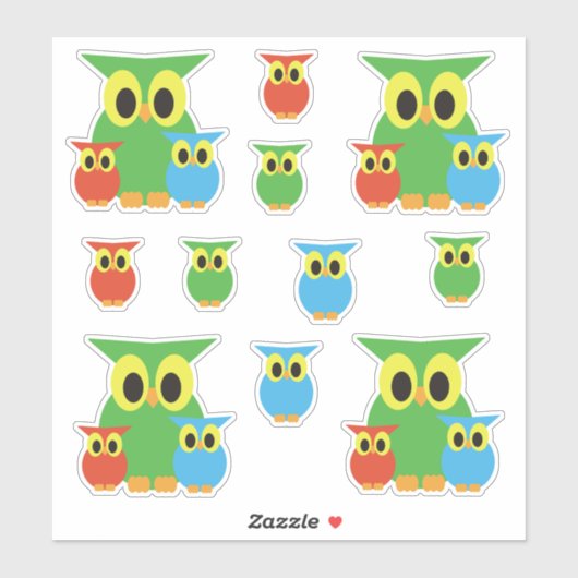 Eulenfreunde Ansammlung Aufkleber (Blatt)