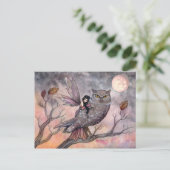 Eulenfreundschaft und Feenpostkarte Postkarte (Stehend Vorderseite)