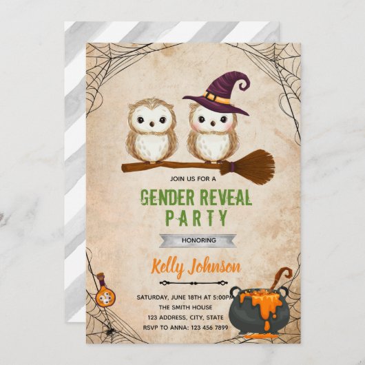 Eulengeschlecht Halloween-Einladung Einladung (Vorne/Hinten)